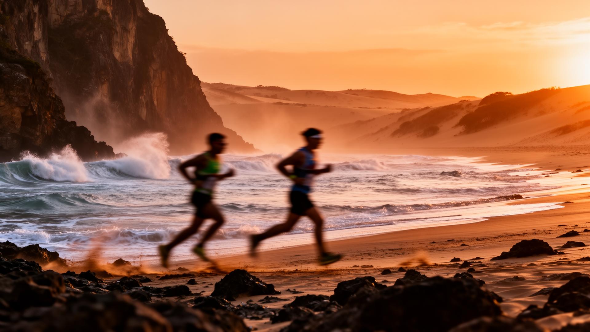 Atletas correndo trail no litoral do Ceará